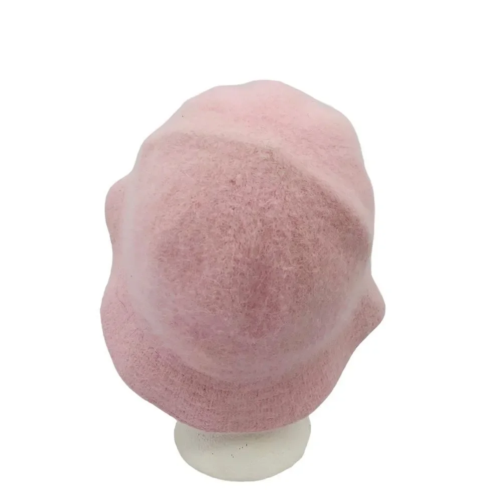 DAVID & YOUNG Vintage Bell-2 Bucket Hat 90% Angora Fur Cap Pink